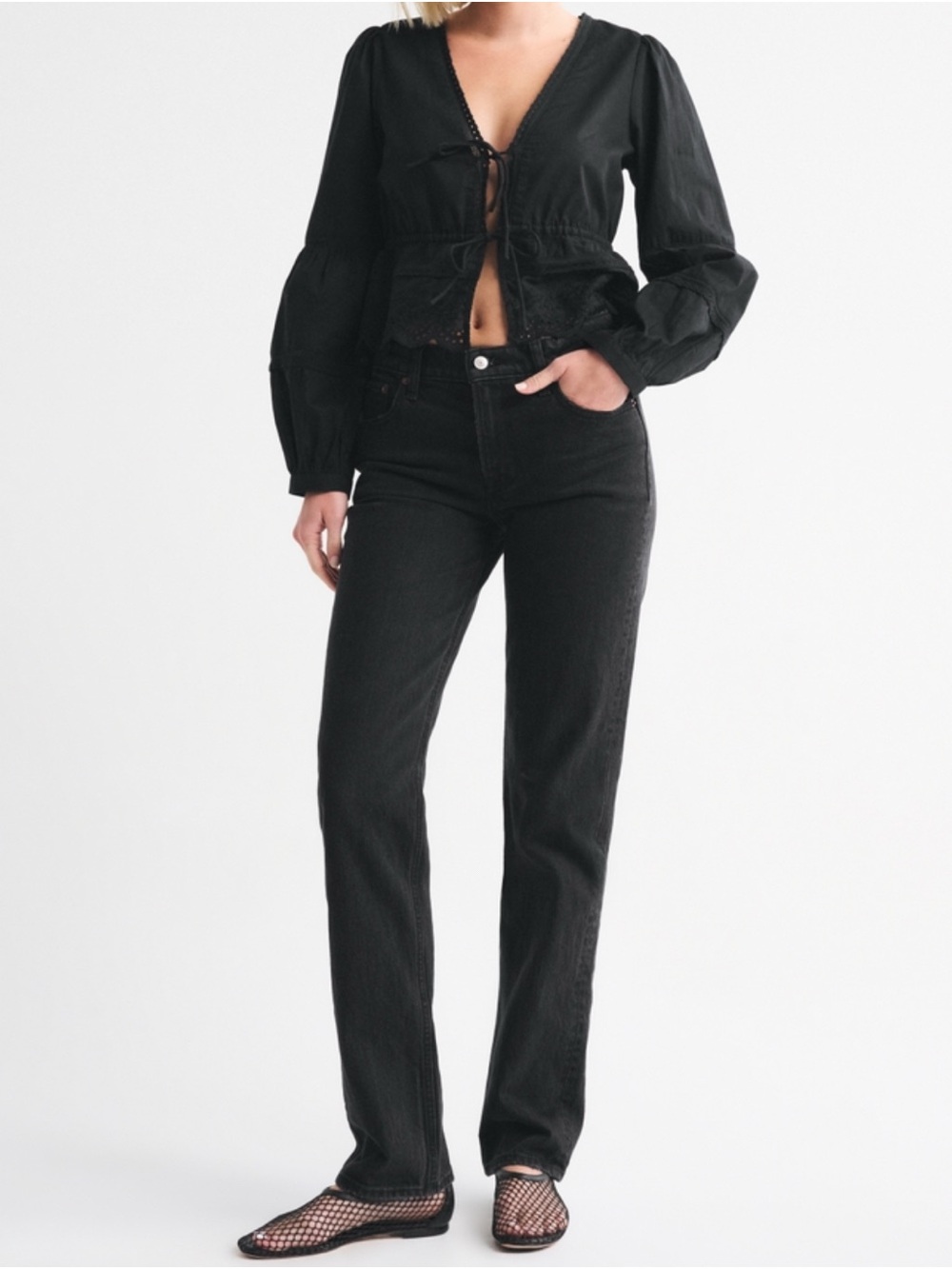 Abercrombie & Fitch Black Straight Leg Jeans